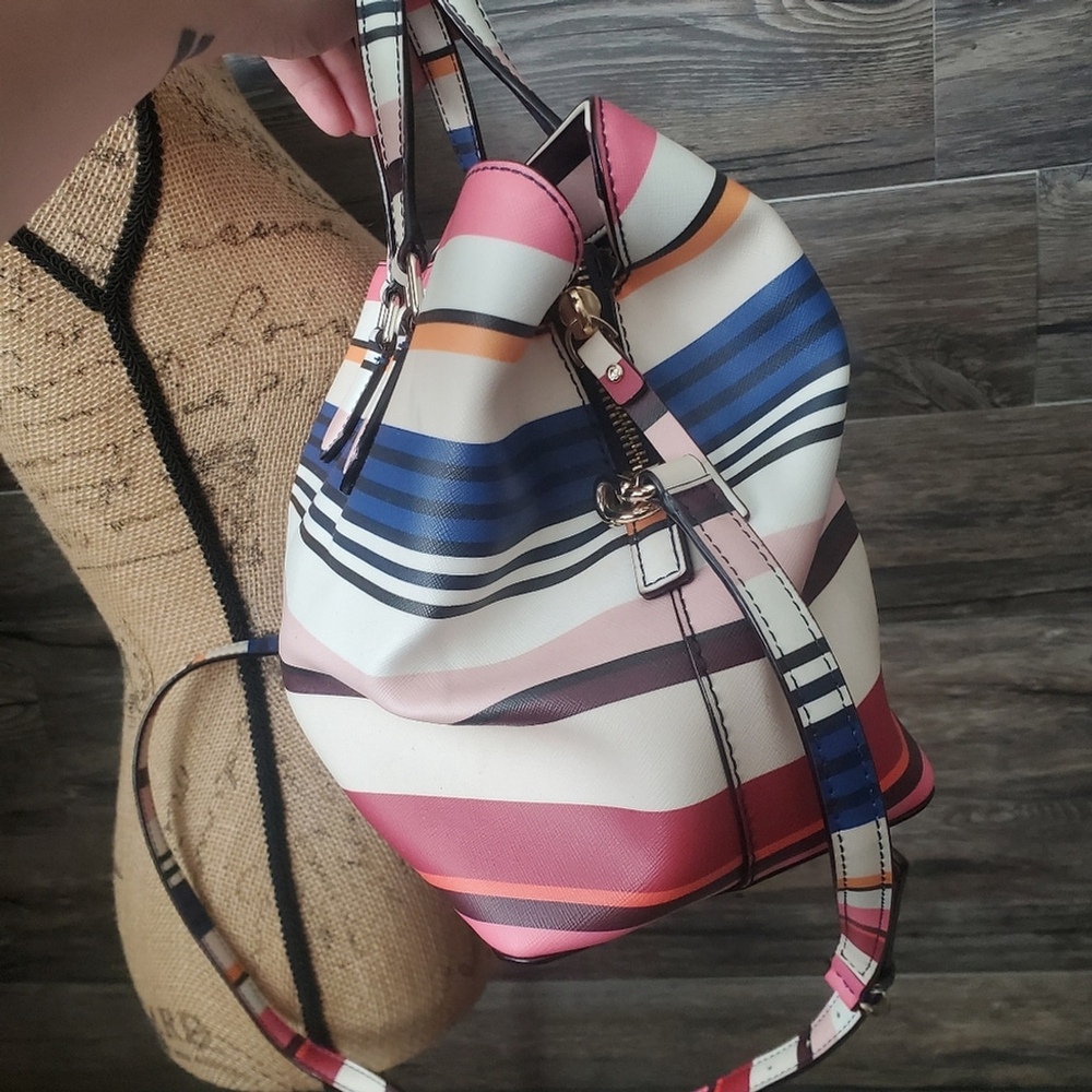Kate Spade Laurel Way Berber Stripe Pink Tote Crossbody - Picture 9 of 14